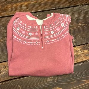 printed yoke fleece sweater